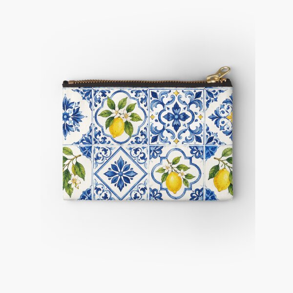 Item preview, Lemon & Blue Mediterranean Tile Pattern – Citrus Azulejo designed and sold by RJACreative.