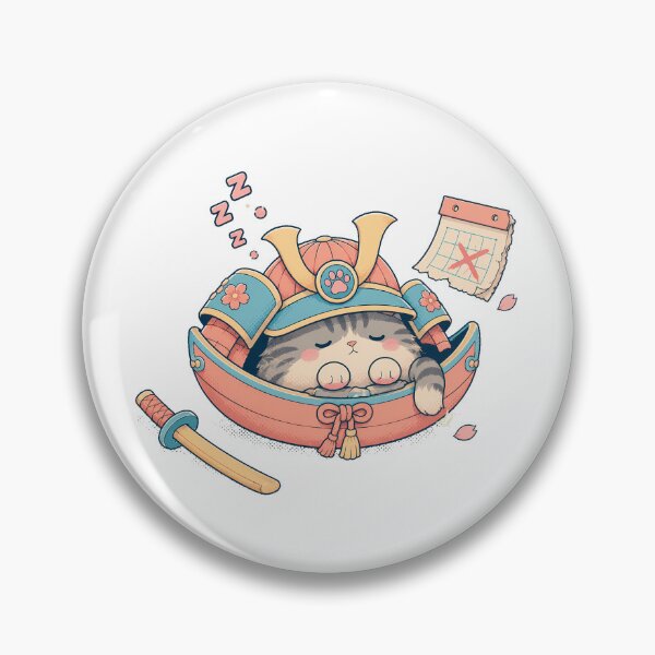 Item preview, Sleepy Samurai Cat Pastel Chibi Anime Lover designed and sold by chattsuede.