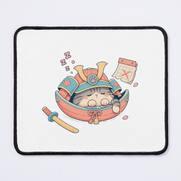 Item preview, Sleepy Samurai Cat Pastel Chibi Anime Lover designed and sold by chattsuede.