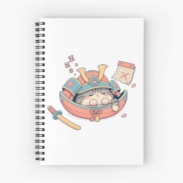 Item preview, Sleepy Samurai Cat Pastel Chibi Anime Lover designed and sold by chattsuede.