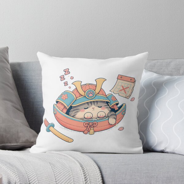 Item preview, Sleepy Samurai Cat Pastel Chibi Anime Lover designed and sold by chattsuede.