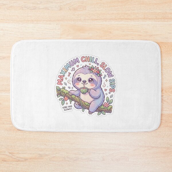 Item preview, Cute Kawaii Maximum Chill Slow Sips Sloth Sticker | Anime Style Vibe-ing Slowly Chibi Art | Cozy Cafe Sticker designed and sold by Chipkooo.