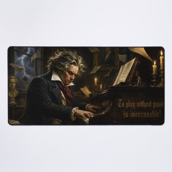 Item preview, Beethoven Quote: To play without passion is inexcusable! - Dark Academia Classical Music Typography Art designed and sold by DoReMiStudio.
