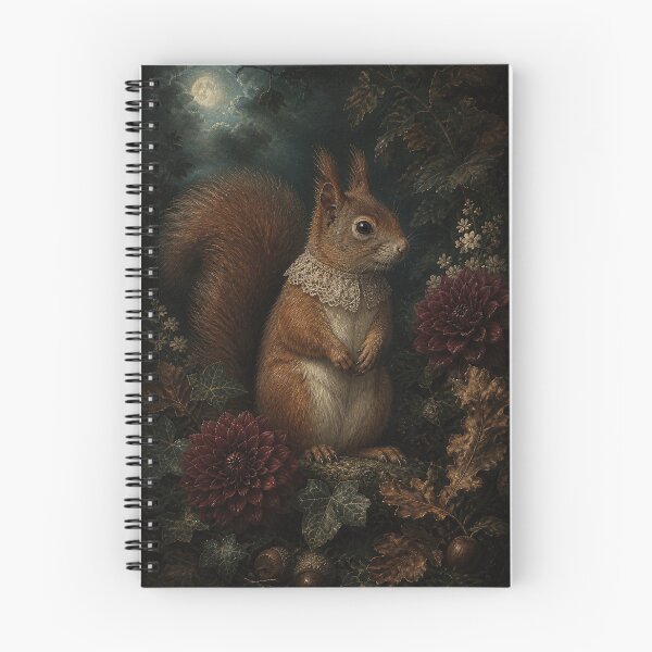 Item preview, Red Squirrel with Acorns and Dahlias designed and sold by The-Art-of-D.