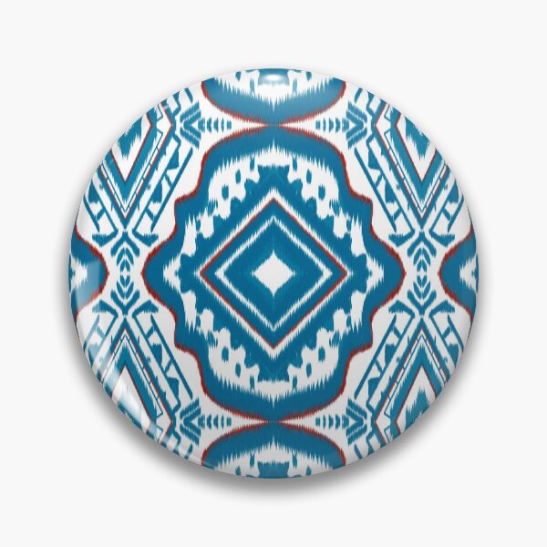 Item preview, Teal & White Ethnic Ikat Geometric Pattern design for clothing, home decoration designed and sold by Aesthetic shapes design.
