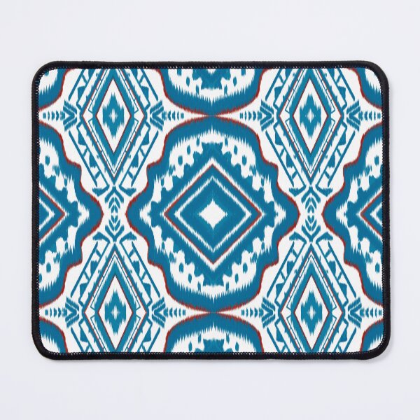 Item preview, Teal & White Ethnic Ikat Geometric Pattern design for clothing, home decoration designed and sold by Aesthetic shapes design.