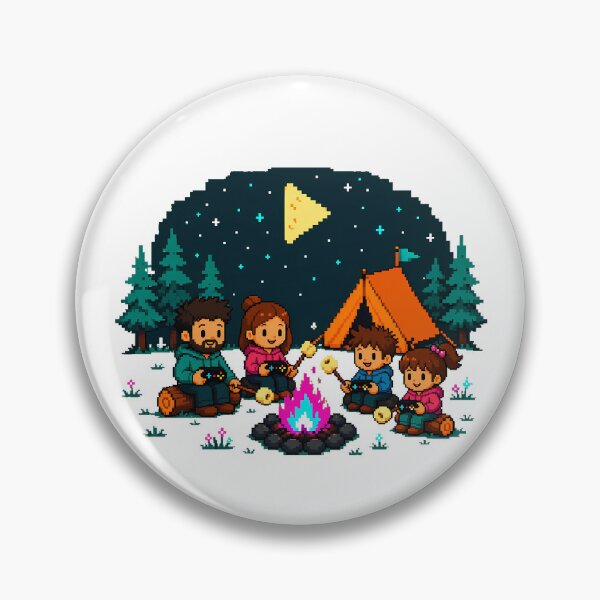 Item preview, Gamer Family Camping 8-Bit Pixel Campfire designed and sold by chattsuede.