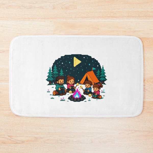 Item preview, Gamer Family Camping 8-Bit Pixel Campfire designed and sold by chattsuede.