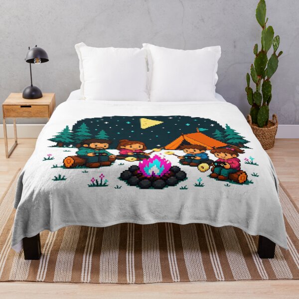 Item preview, Gamer Family Camping 8-Bit Pixel Campfire designed and sold by chattsuede.