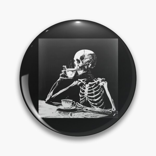Item preview, Skeleton Drinking Tea – Gothic Tea Time Dark Humor Skull Art designed and sold by inkoutninja.