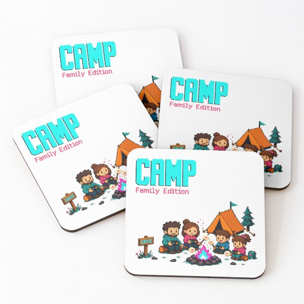 Item preview, Family Camping Save Point Pixel Art Gaming Style designed and sold by chattsuede.