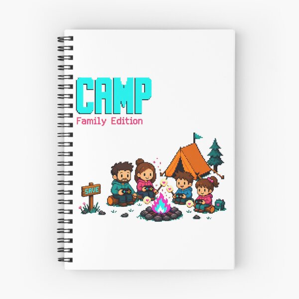 Item preview, Family Camping Save Point Pixel Art Gaming Style designed and sold by chattsuede.