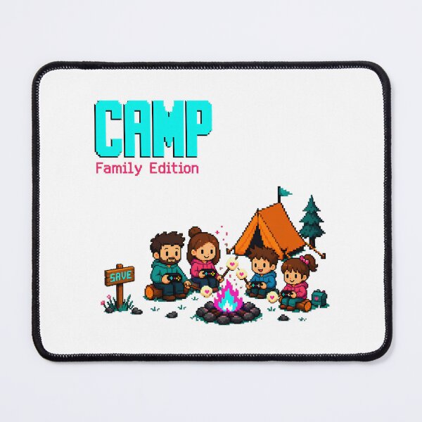Item preview, Family Camping Save Point Pixel Art Gaming Style designed and sold by chattsuede.