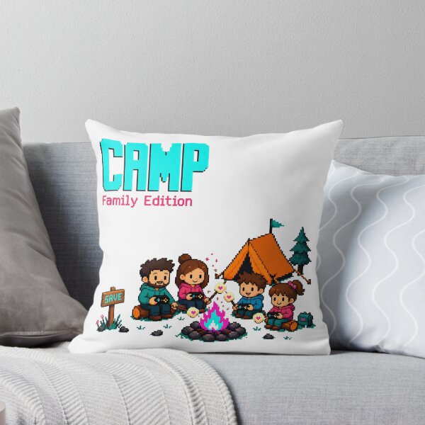 Item preview, Family Camping Save Point Pixel Art Gaming Style designed and sold by chattsuede.