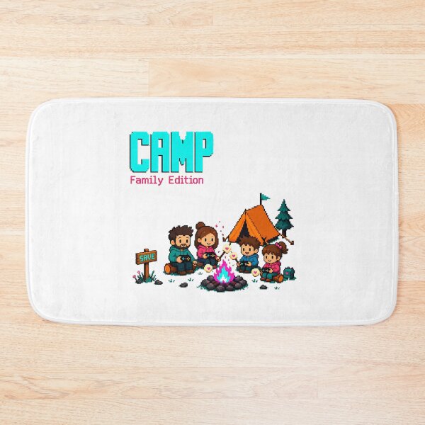 Item preview, Family Camping Save Point Pixel Art Gaming Style designed and sold by chattsuede.