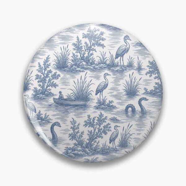 Item preview, Lake Monster Toile Seamless Pattern | Vintage Cryptid Toile Repeat designed and sold by StickyGuys.