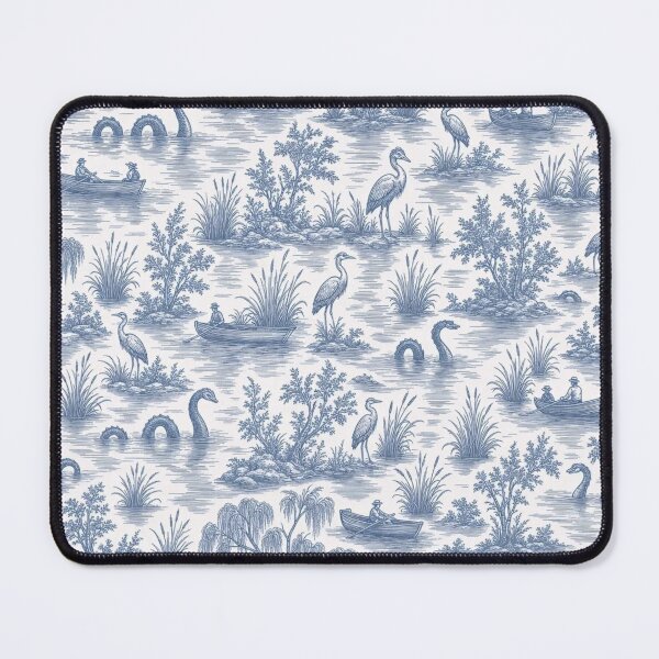 Item preview, Lake Monster Toile Seamless Pattern | Vintage Cryptid Toile Repeat designed and sold by StickyGuys.