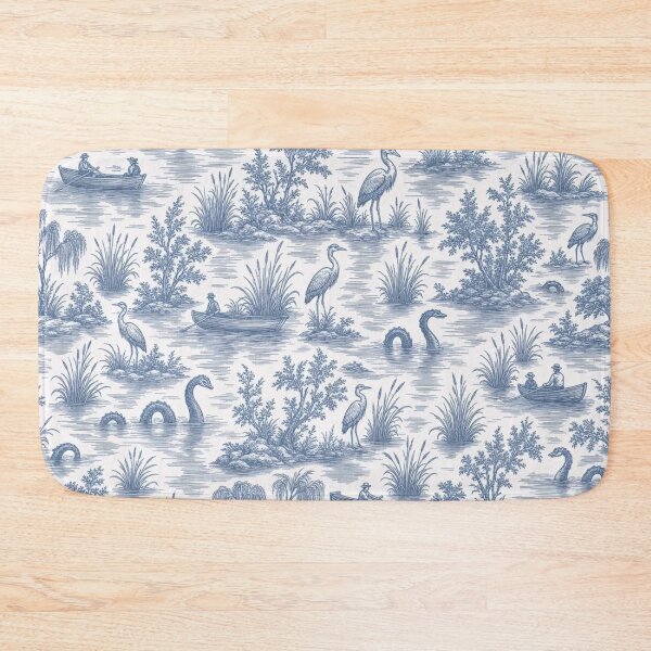 Item preview, Lake Monster Toile Seamless Pattern | Vintage Cryptid Toile Repeat designed and sold by StickyGuys.