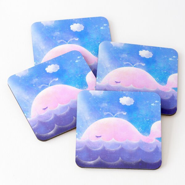 Item preview, Dreamy Pink Whale in Blue Ocean designed and sold by tammist.