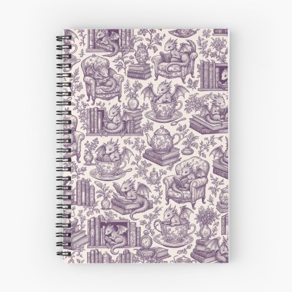 Item preview, Dragon and Teacup Toile Seamless Pattern | Vintage Bookwyrm Dragons Toile Repeat designed and sold by StickyGuys.