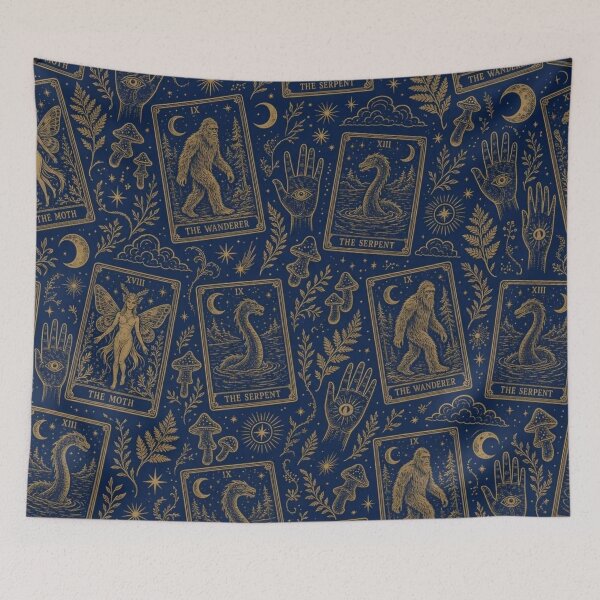 Item preview, Cryptid Tarot Toile Seamless Pattern | Vintage Cryptid Toile Repeat designed and sold by StickyGuys.