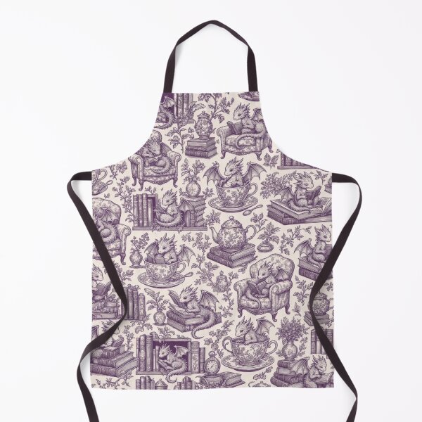 Item preview, Dragon and Teacup Toile Seamless Pattern | Vintage Bookwyrm Dragons Toile Repeat designed and sold by StickyGuys.