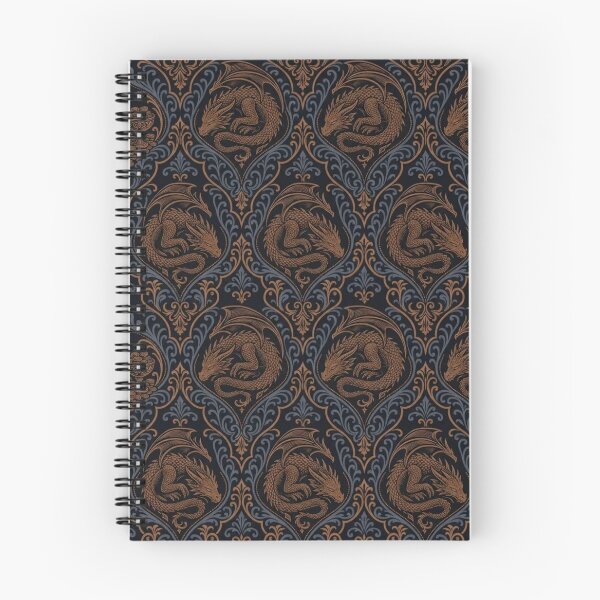 Item preview, Sleeping Wyrm Damask Seamless Pattern | Vintage Bookwyrm Dragons Toile Repeat designed and sold by StickyGuys.