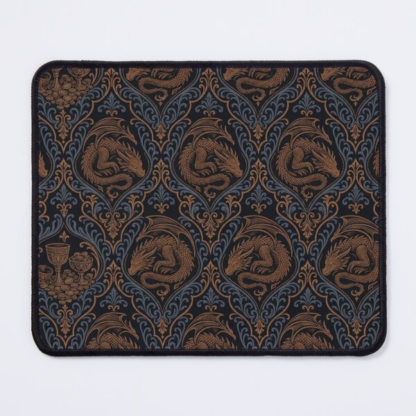 Item preview, Sleeping Wyrm Damask Seamless Pattern | Vintage Bookwyrm Dragons Toile Repeat designed and sold by StickyGuys.