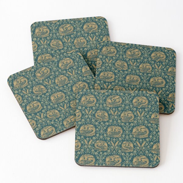 Item preview, Book Dragon Damask Seamless Pattern | Vintage Bookwyrm Dragons Toile Repeat designed and sold by StickyGuys.