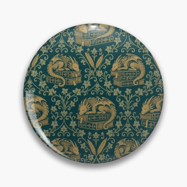 Item preview, Book Dragon Damask Seamless Pattern | Vintage Bookwyrm Dragons Toile Repeat designed and sold by StickyGuys.