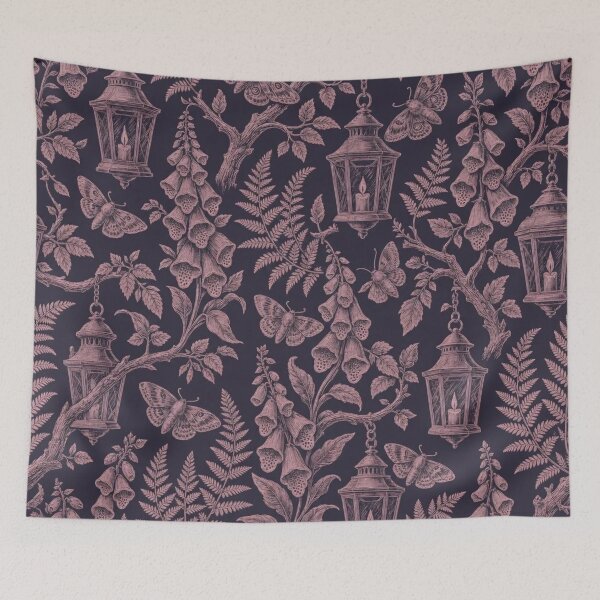 Item preview, Moth and Foxglove Toile Seamless Pattern | Vintage Dark Cottagecore Toile Repeat designed and sold by StickyGuys.
