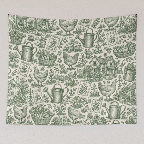 Item preview, Cottage Farming Game Toile Seamless Pattern | Vintage Cozy Gaming Toile Repeat designed and sold by StickyGuys.