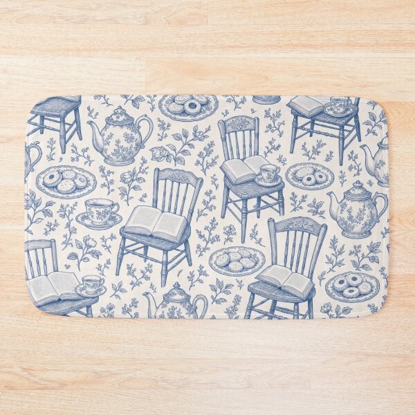 Item preview, Tea and Books Toile Seamless Pattern | Vintage Cozy Reading Toile Repeat designed and sold by StickyGuys.