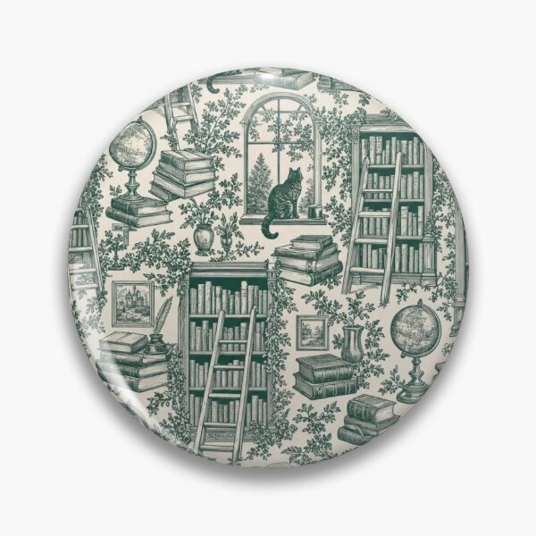 Item preview, Library Ladder Toile Seamless Pattern | Vintage Cozy Reading Toile Repeat designed and sold by StickyGuys.