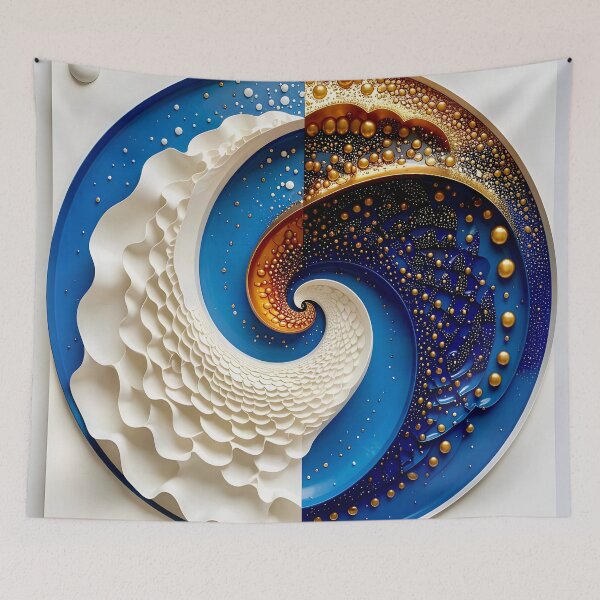 Item preview, Blue and Gold Concentric Spiral designed and sold by Vicky Brago-Mitchell®.