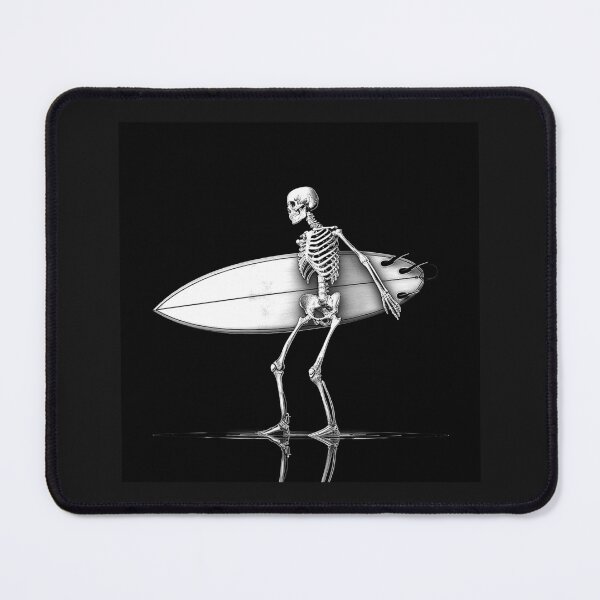 Item preview, Skeleton Surfer with Surfboard – Gothic Beach Dark Humor Art designed and sold by inkoutninja.