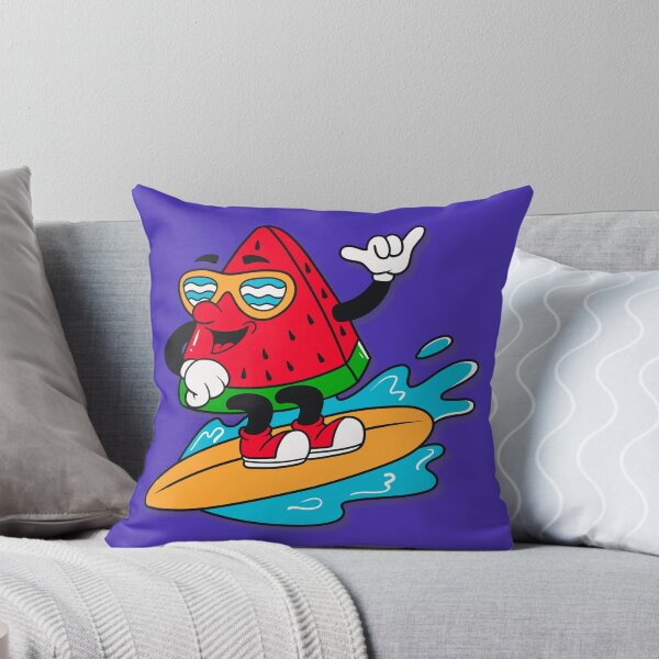 Item preview, Cute retro surfing watermelon cartoon character designed and sold by Lovemountain.