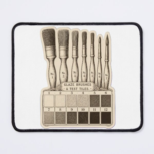 Item preview, Glaze Brushes and Test Tiles | Vintage Pottery Tools Ceramicist Dark Academia Print designed and sold by StickyGuys.