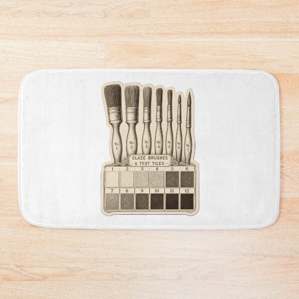 Item preview, Glaze Brushes and Test Tiles | Vintage Pottery Tools Ceramicist Dark Academia Print designed and sold by StickyGuys.