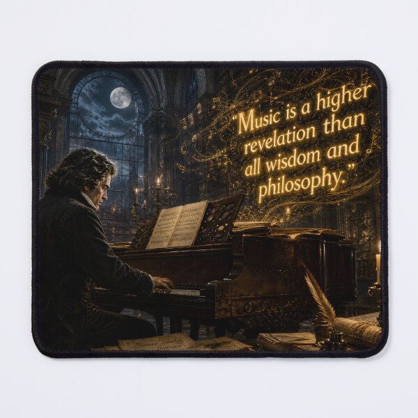 Item preview, Beethoven Quote: Music is a higher revelation than all wisdom and philosophy - Dark Academia Classical Music Art designed and sold by DoReMiStudio.