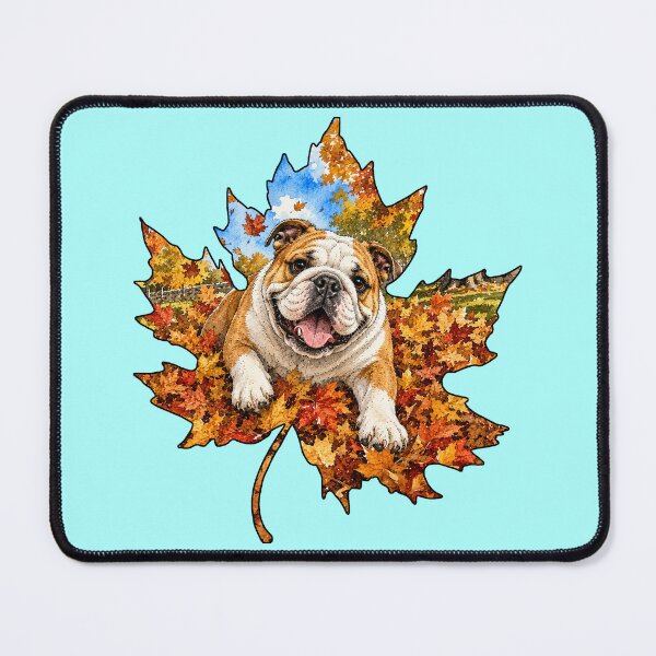 Item preview, Fall Bulldog Playing In Autumn Leaves designed and sold by Lion and Lamb Design.