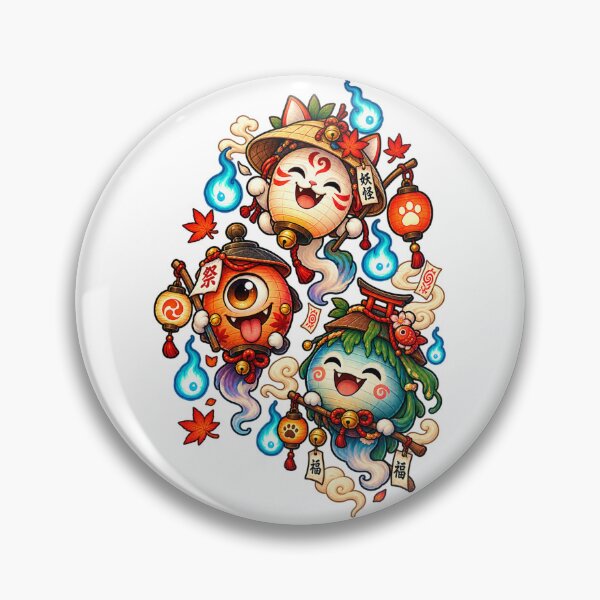 Item preview, Japanese Lantern Yokai Trio | Cute Ghost Lanterns | Kawaii Japanese Folklore designed and sold by MrDev.