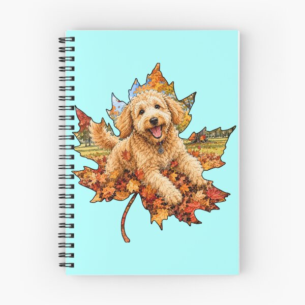 Item preview, Fall Goldendoodle Playing In Autumn Leaves designed and sold by Lion and Lamb Design.