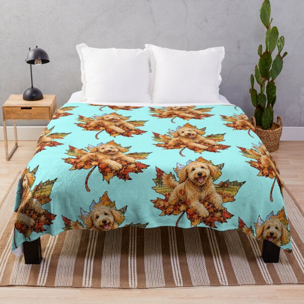 Item preview, Fall Goldendoodle Playing In Autumn Leaves designed and sold by Lion and Lamb Design.