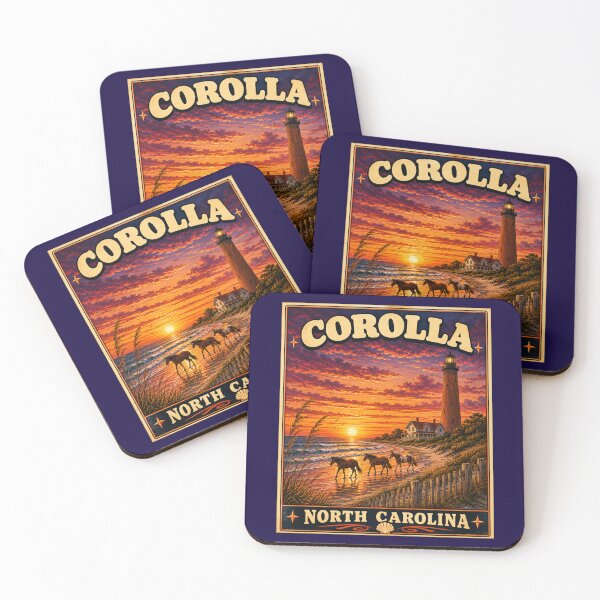 Item preview, Corolla Beach North Carolina Vintage Coastal Travel Poster/Round Sticker designed and sold by Swanny's Custom T-shirt and Gift Designs.