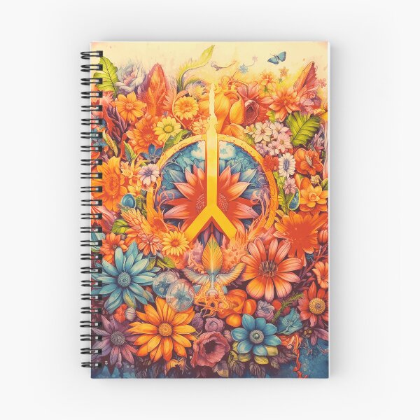 Item preview, Cool Retro 70s Peace Sign With  Summer Flowers  designed and sold by Lovemountain.