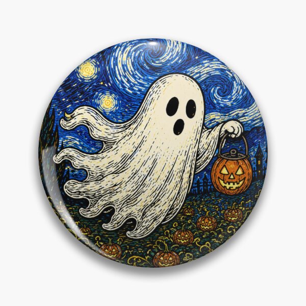 Item preview, Starry Night Halloween Ghost with Jack-O'-Lantern,so cute halloween with ghost designed and sold by AddieBlu.