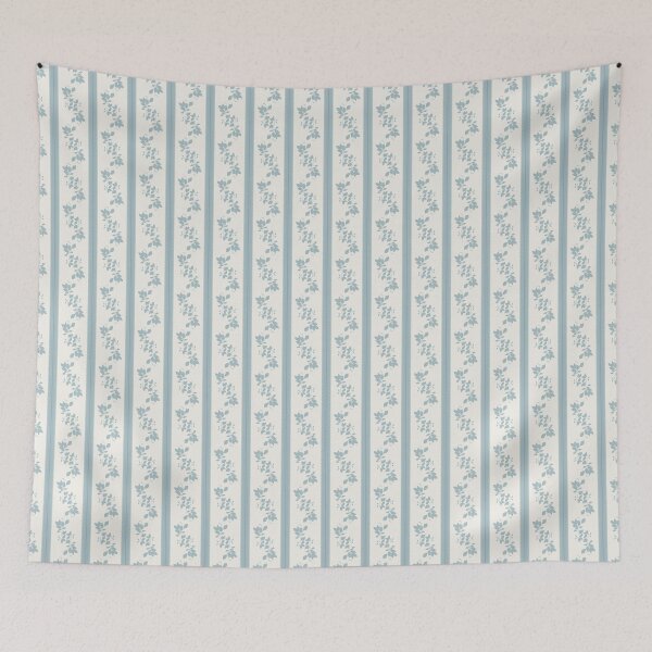 Item preview, Vintage Blue Botanical Stripe designed and sold by Haruwa.