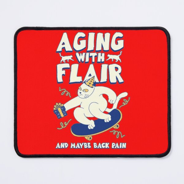 Item preview, Aging With Flair And Maybe Back Pain - Skateboarding Birthday Cat designed and sold by GenZFashion000.