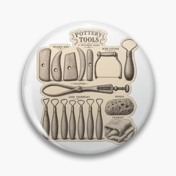 Item preview, Potter's Tool Chart | Vintage Pottery Tools Ceramicist Dark Academia Print designed and sold by StickyGuys.